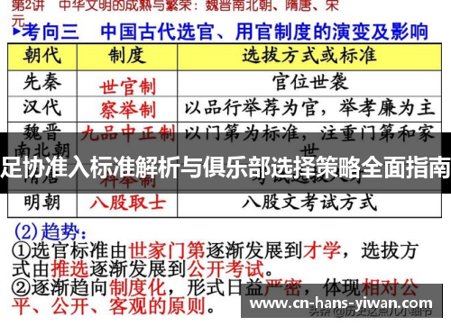 足协准入标准解析与俱乐部选择策略全面指南